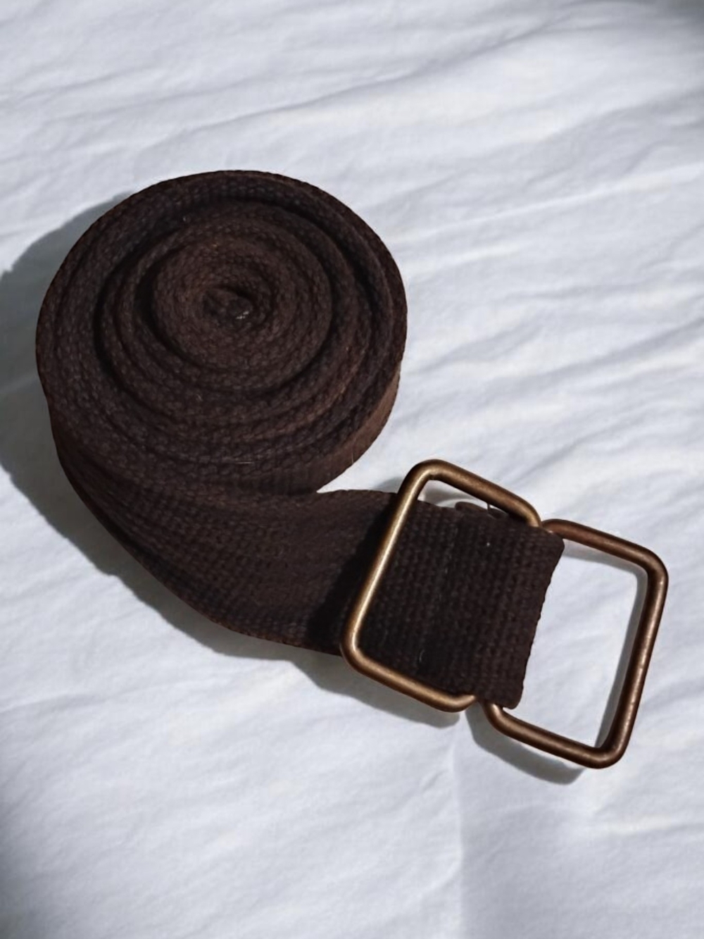 Men's Braided Web Belt Size 42 Brown Canvas Fabric D-Ring Buckle Casual EUC